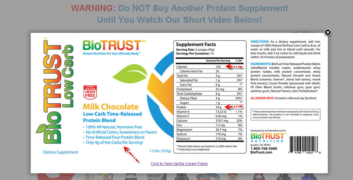 Biotrust Low Carb Ingrdients